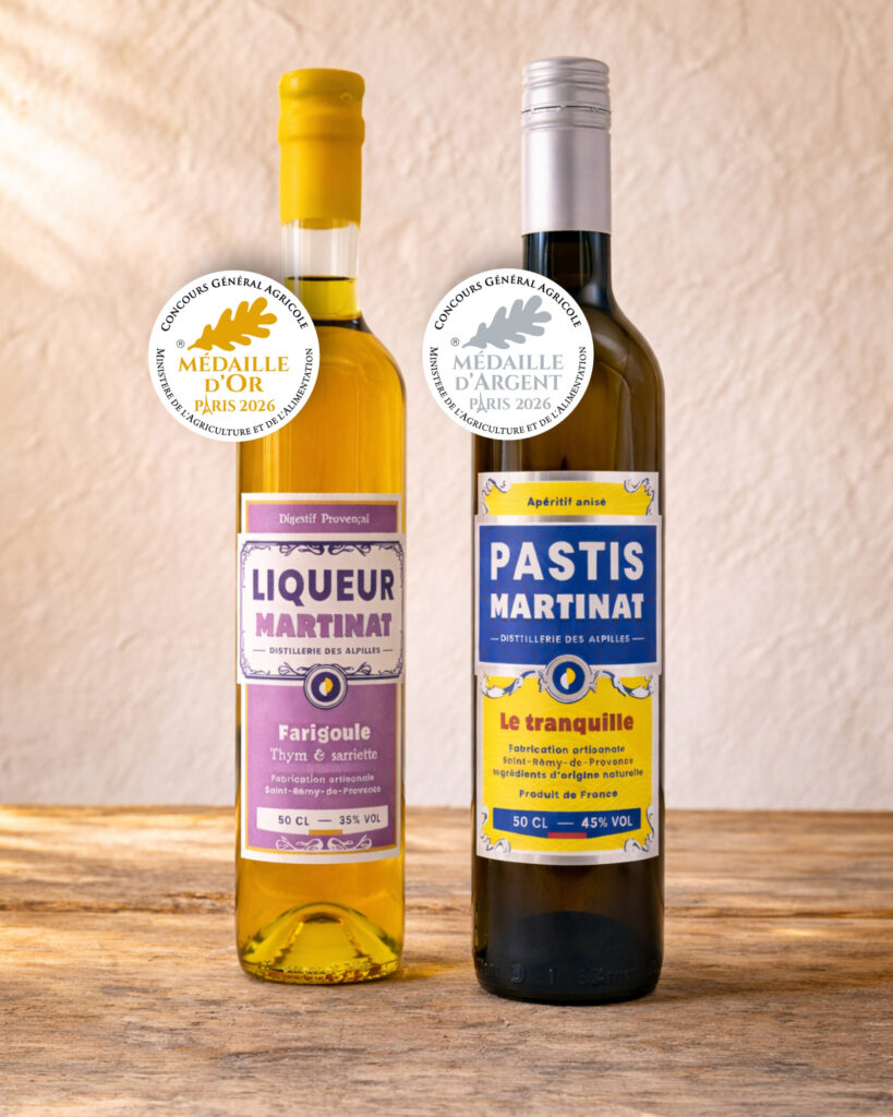 Médaille d’or pour la liqueur Martinat Farigoule et
Médaille d’argent pour le Pastis Martinat Le Tranquille
au Concours Général Agricole Paris 2026. 